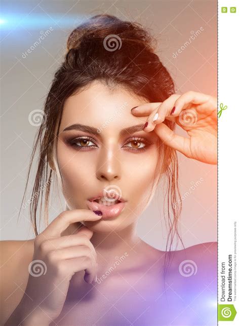 Beautiful Model Woman In Beauty Salon Makeup Young Modern