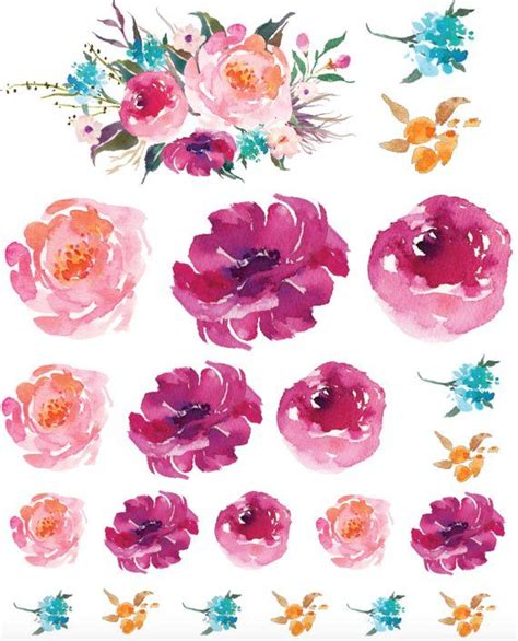 Watercolor Floral Mixer Decals Watercolor Flowers Decal Etsy Flower