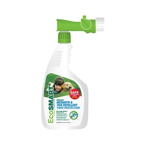 This natural mosquito yard spray is made with three different active ingredients, including cedarwood oil, sesame oil, and sodium lauryl sulfate. EcoSMART Mosquito and Tick Yard Protection Organic Liquid ...