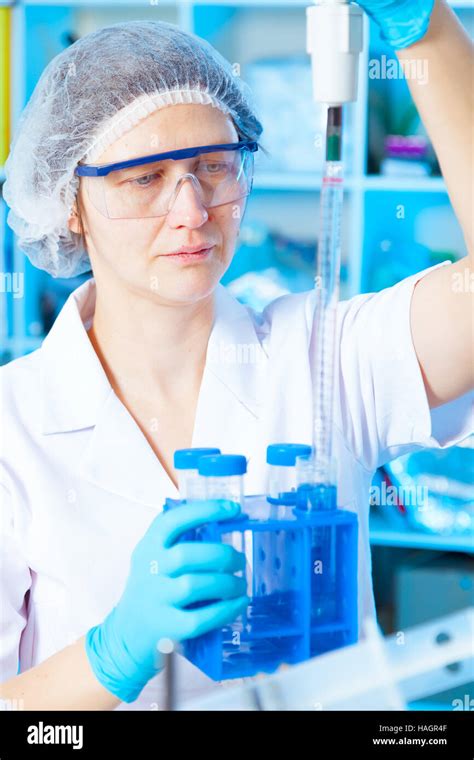 Woman In Chemical Laboratory Stock Photo Alamy