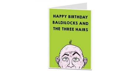 Adult Funny Birthday Card Baldilocks And The Three Hairs