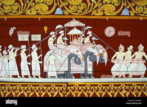 Kandy A Painting Of The Perahera In The Dalada Maligawa The Temple Of