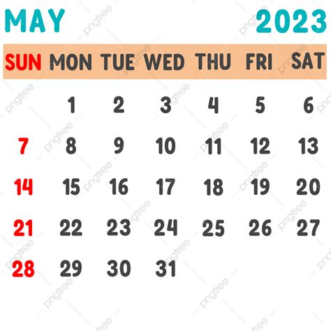 Calendar May 2023 Png Picture Simple Design Of May Calendar 2023 May