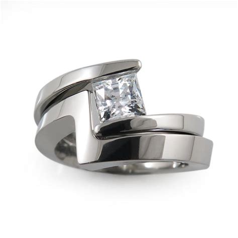 Etoile Solitaire Womens Titanium Engagement Ring Titanium Rings
