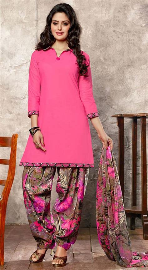 Pink Cotton Punjabi Suit 44932 Embroidered Silk Dresses Lehenga Saree Design Kurti Neck Designs