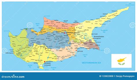 Πολιτικός χάρτης της Κύπρου Διανυσματική απεικόνιση εικονογραφία από