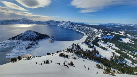 Snowshoeing Crater Lake Rim And The Watchman David Moser Photography
