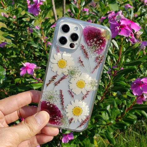 Handmade Real Dried Pressed Flower Phone Case Iphone Se 7 8 Etsy