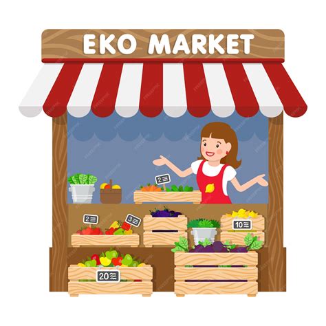 Eko Market Ilustración De Vector Plano De Quiosco De Supermercado
