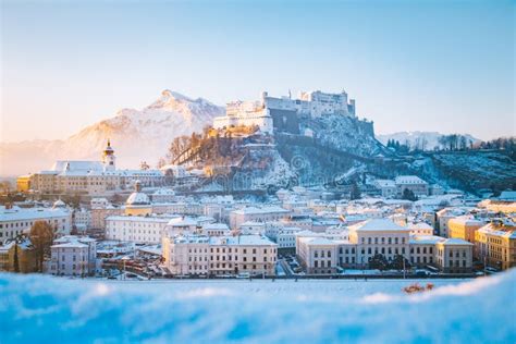 Historic City Of Salzburg In Winter Austria Stock Image Image Of