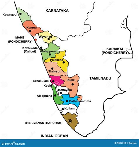 Kerala Tourism Map Districts