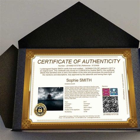 Certificate Of Authenticity For Artists Certificates Of Authenticity