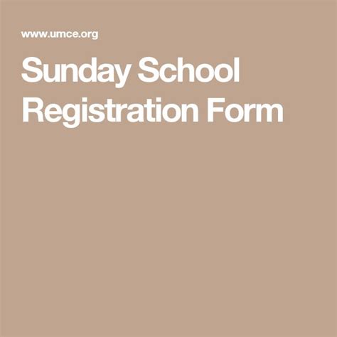 Sunday School Registration Form Registration Form Sunday School