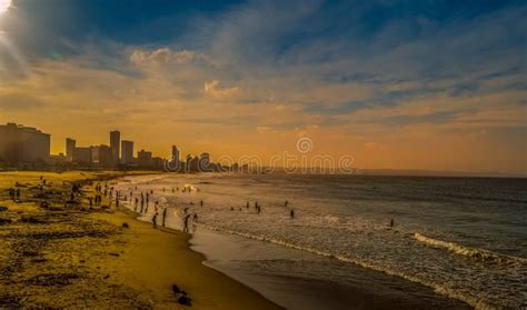 Durban Golden Mile Beach With White Sand And Skyline South Africa