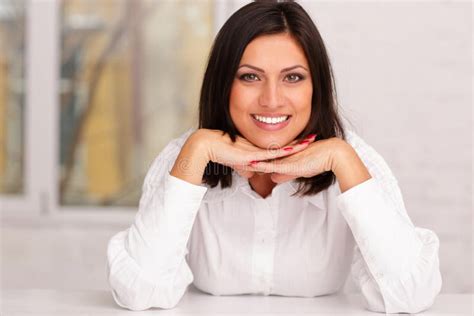 Woman Sitting At The Table Stock Image Image Of Female 35170335
