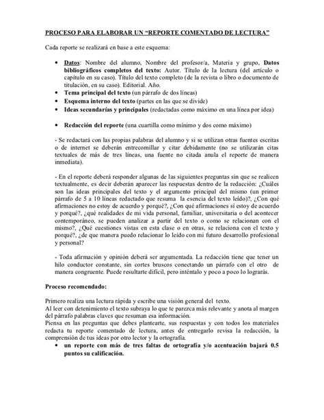 Cómo Elaborar Un “reporte Comentado De Lectura” Reporte De Lectura