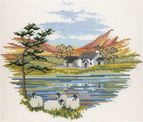 An entire year of free mini cross stitch patterns means you'll have a project at the ready no matter the season. Countryside - Lakeside Farm | Countryside, Cross Stitch ...