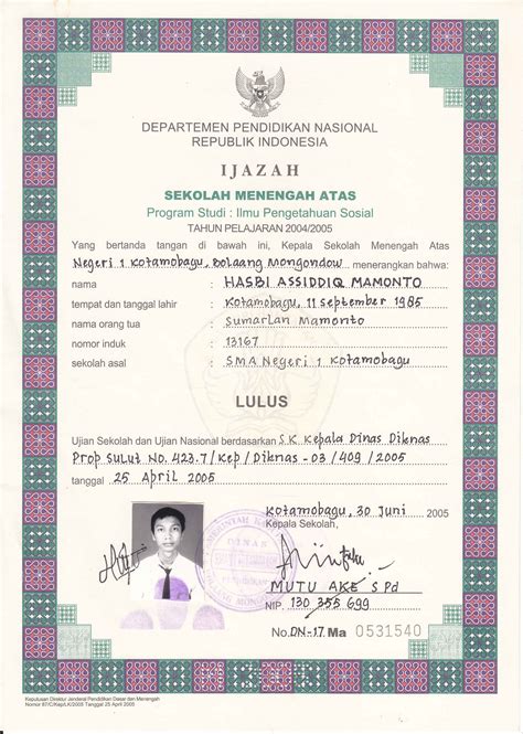 Contoh Nomor Ijazah Sma