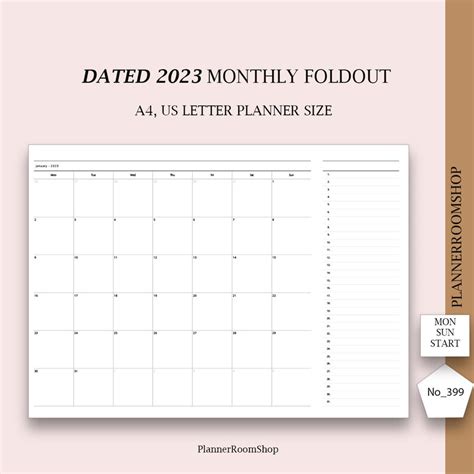 Dated 2023 Monthly Planner Printable Inserts Monthly Etsy