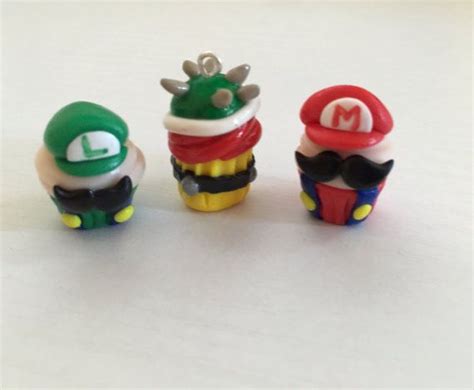 Super Mario Polymer Clay Cupcake Charms For Necklace By Livcharmed