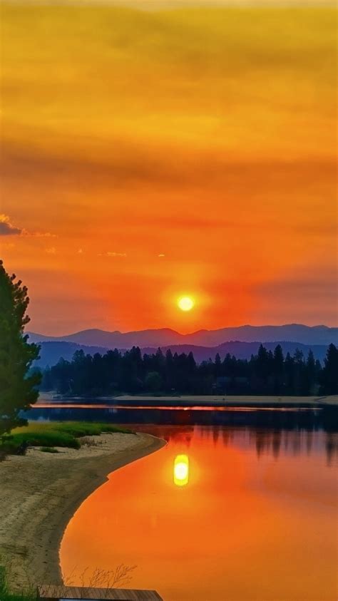 480x854 Resolution Lake Cascade Hd Sunset Android One Mobile Wallpaper
