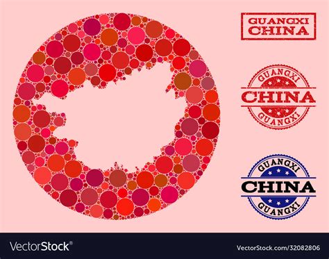 Hole Round Map Guangxi Province Mosaic Royalty Free Vector