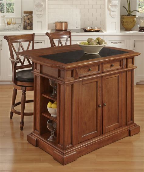 Home Styles Deluxe Traditions Kitchen Island With Granite Top Storage
