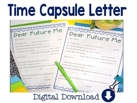 Time Capsule Letter Letter To Future Self Time Instant Download Etsy