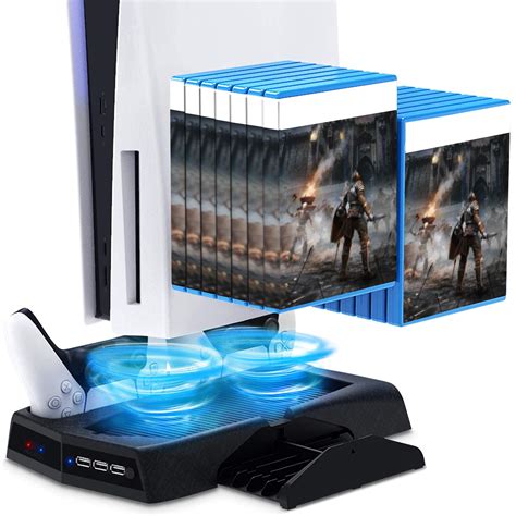 Buy Arespark Ps5 Vertical Stand With Dual Cooling Fans And 2 Controller
