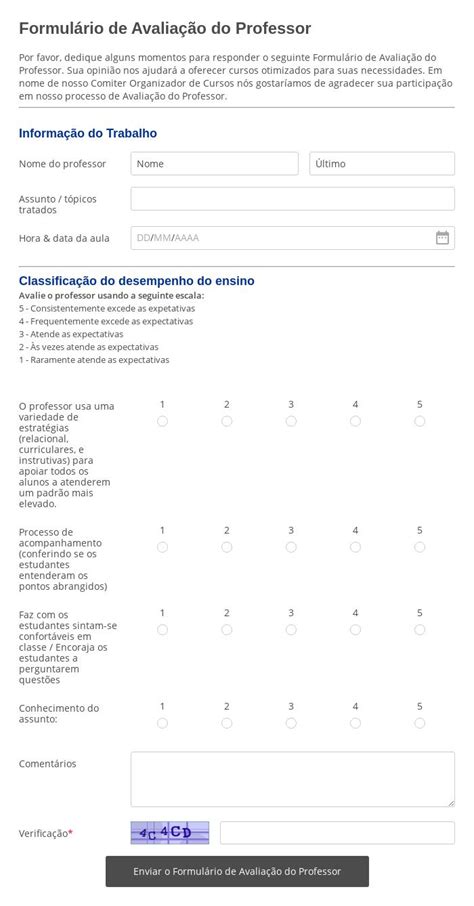 Modelos de formulários de Avaliação por 123FormBuilder