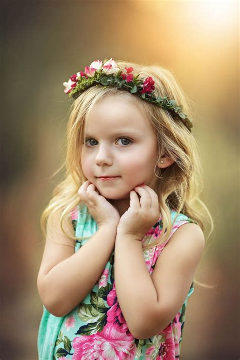 Toddler Portrait With Flower Crown Modeling Head Shot Toddler
