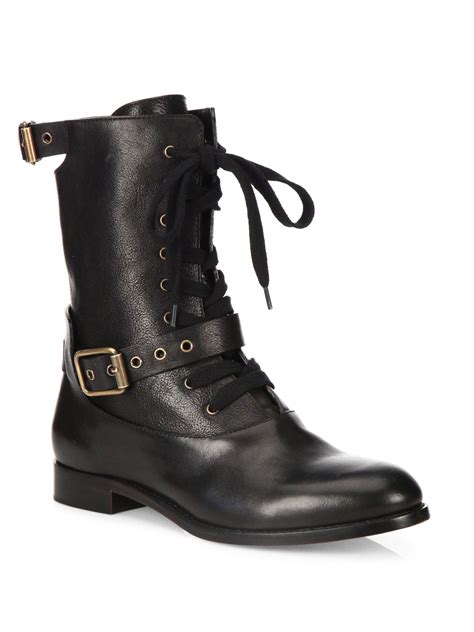 Chloé Leather Combat Boots In Black Lyst