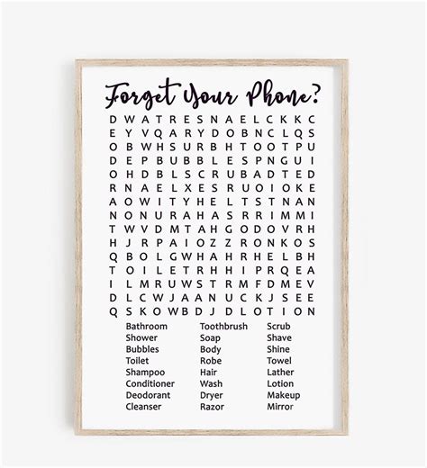 Forget Your Phone Bathroom Sign Printable Word Search Forgot Your Phone