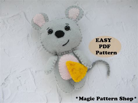 Mouse Pdf Pattern Felt Mouse Ornament Sewing Pattern Animal Etsy