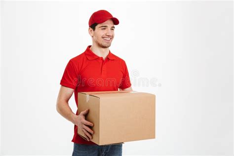 Handsome Young Delivery Man With Parcel Post Box Stock Image Image Of