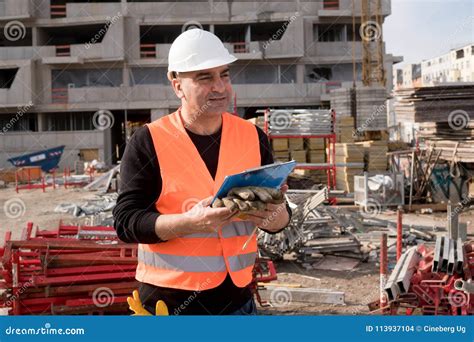 Foreman At Work On Construction Site Stock Photo Image Of Engineer