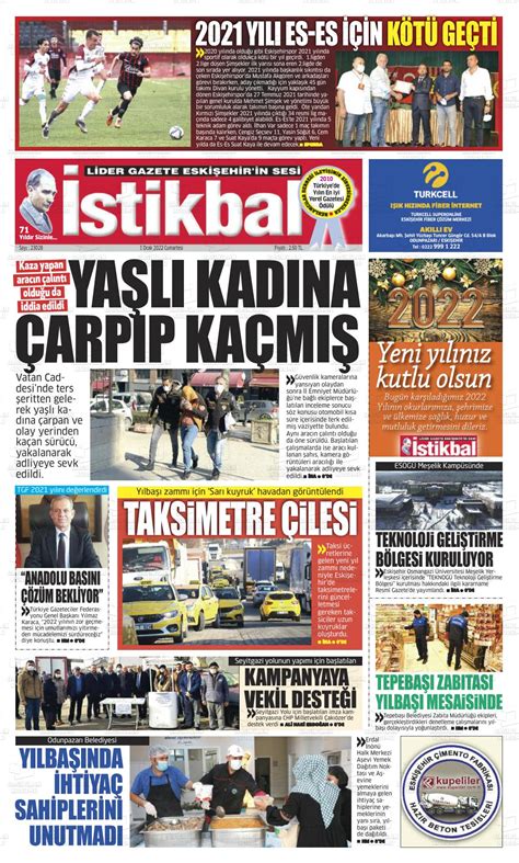 01 Ocak 2022 tarihli İstikbal Gazete Manşetleri