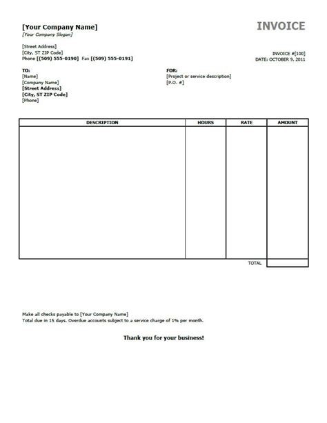 Free Invoice Templates For Word Excel Open Office Invoiceberry
