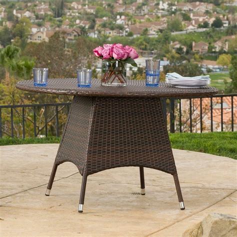 Outdoor Brown Wicker Round Dining Table Ebay