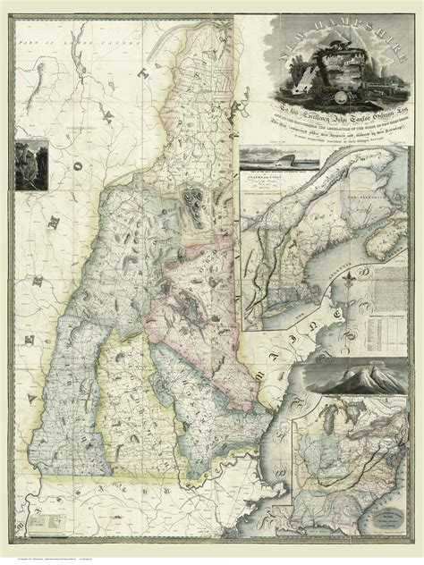 New Hampshire 1816 Carrigain Old State Map Reprint Old Maps