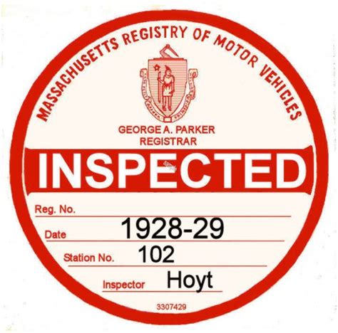 1928 29 Massachusetts Inspection Sticker Bob Hoyts Classic Inspection