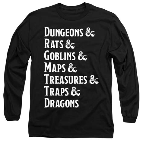 Dungeons And Dragons Mens Dungeon List Long Sleeve T Shirt