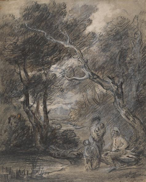 Thomas Gainsboroughs Wooded Landscape With Figures Painting By Mona
