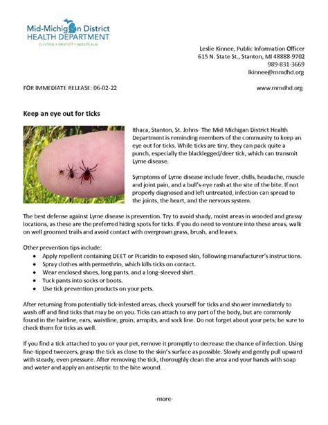 Ticks And Lyme Disease Mmdhd District Health Department