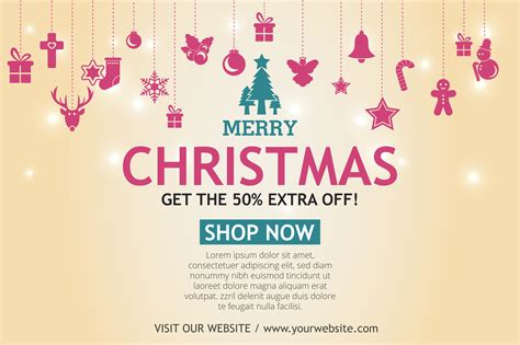 Christmas Sale Banner On Light Background Text Merry Christmas Shop