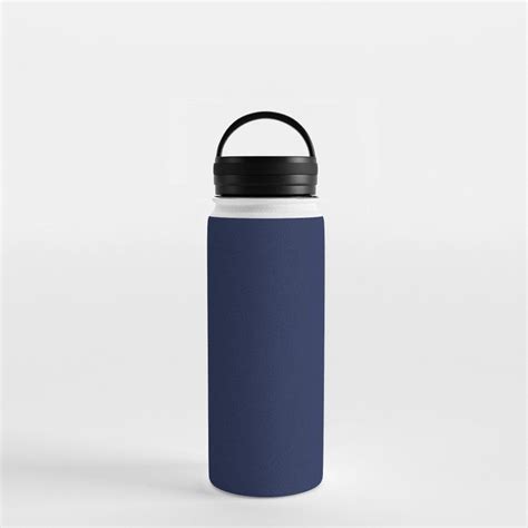 Navy Blue Minimalist Solid Color Block Spring Summer Water Bottle By