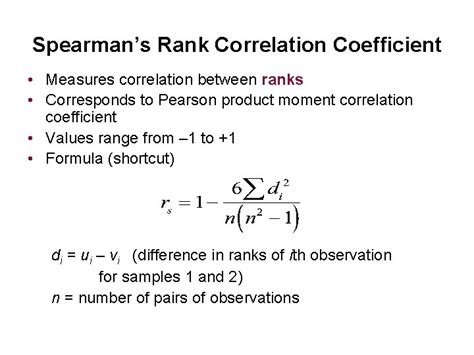 spearmans rank correlation spearmans rank correlation coefficient measures