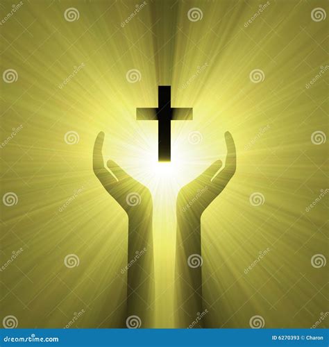 Hand Embrace God Cross Light Halo Stock Illustration Illustration Of