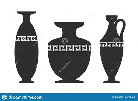 Vase Silhouettes Set Various Antique Ceramic Vases Ancient Greek Jars
