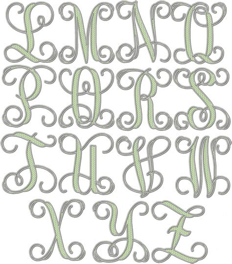 Fancy Textured Vines Monogram Font Bling Sass And Sparkle